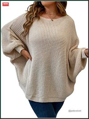 Women's Plus Size Oversized Pullover Sweater Long Sleeve Crew Neck Casual